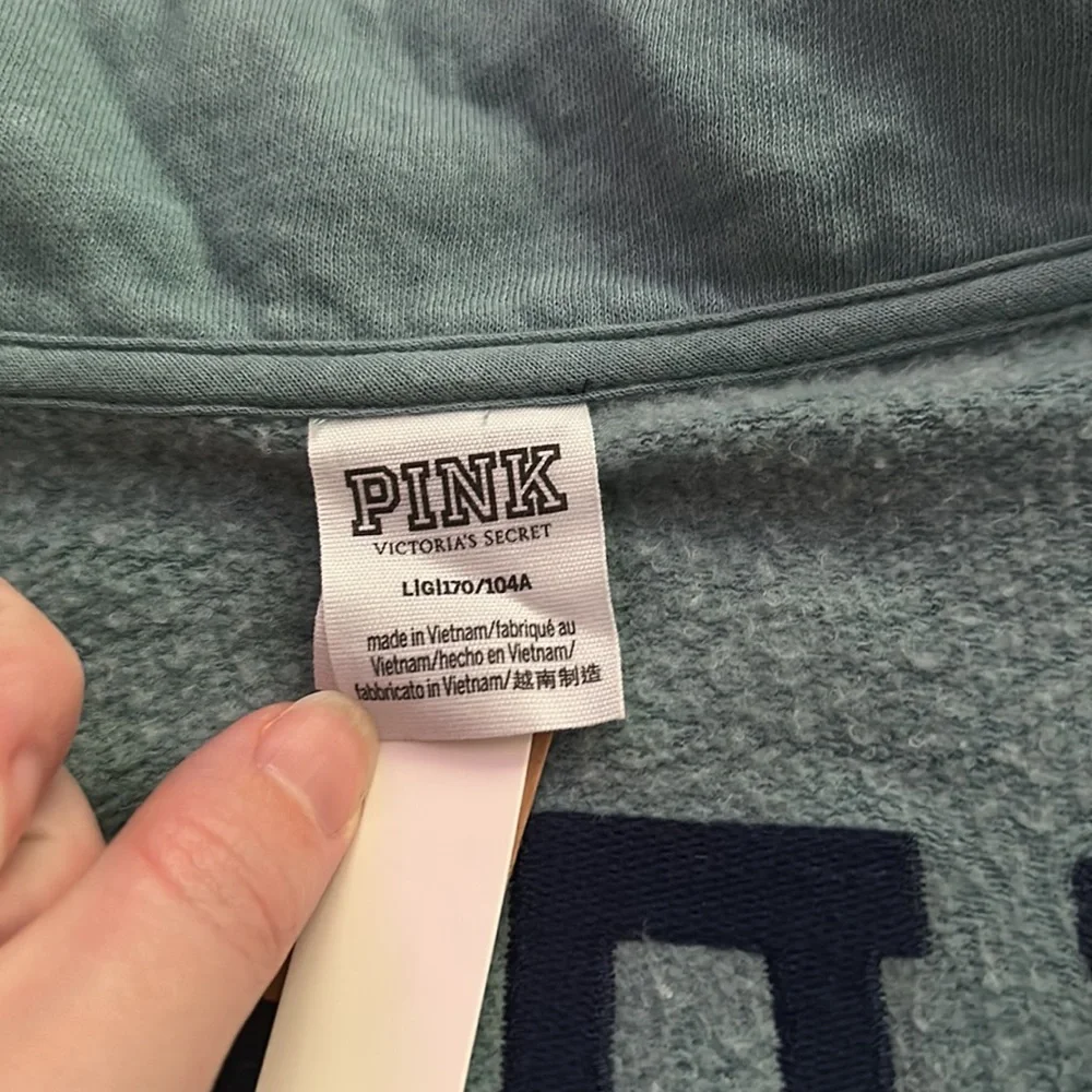NWT Victoria's Secret PINK Varsity Oversized Half Zip Sweatshirt - Picture 8 of 14
